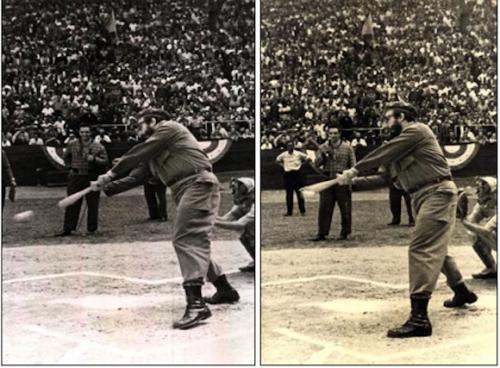 Fidel Castro inaugura el Torneo Nacional de Béisbol Aficionado, el 14 de enero de 1962 en el estadio del Cerro, en La Habana.