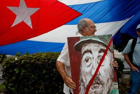 Un protestante en Miami en 2008